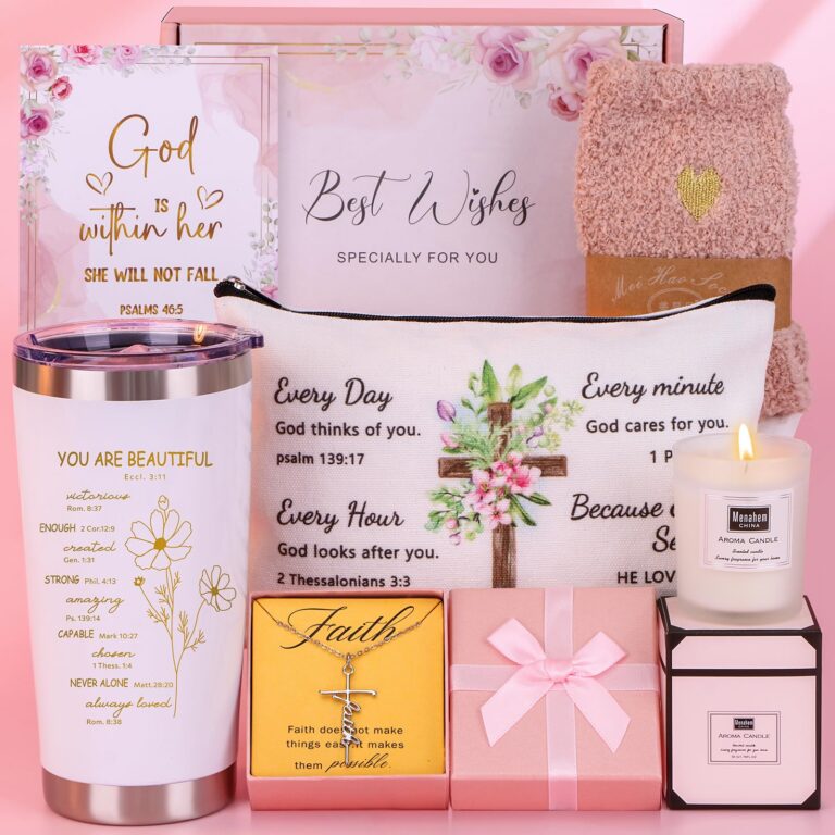 Gift set with inspirational quotes, candle, jewelry, and other items