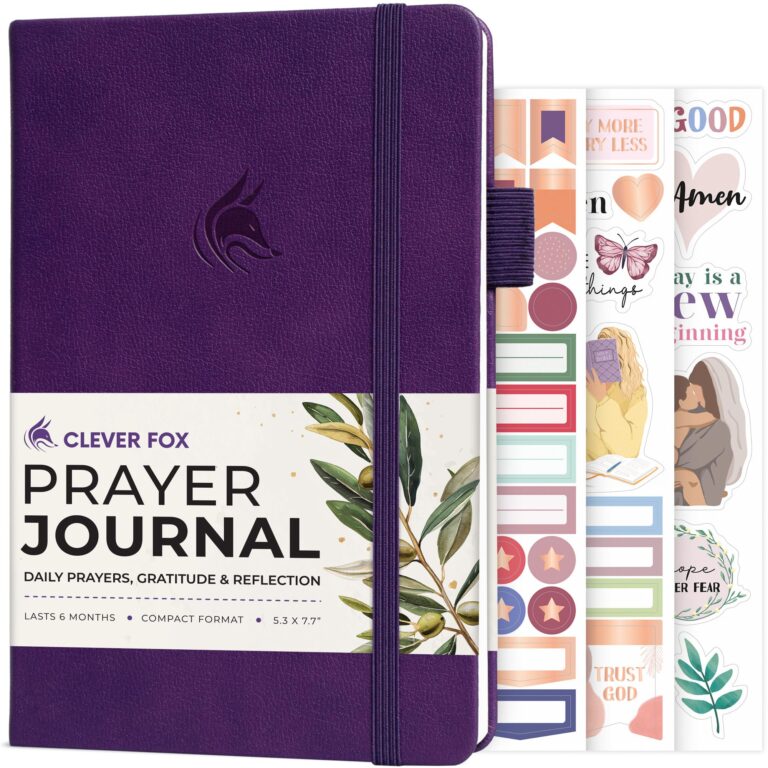 Purple "Clever Fox Prayer Journal" with stickers and elastic band