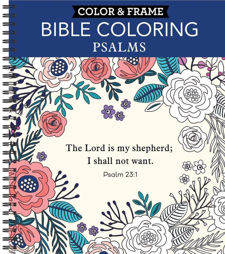 Bible coloring book cover with floral design and Psalm 23:1