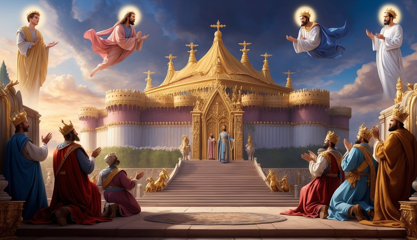 A majestic royal kingdom with prophets delivering divine messages