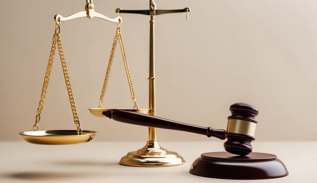 A scale balanced with a gavel resting on one side, symbolizing the challenges in human judgment