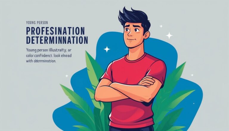 Cartoon illustration of a young man with arms crossed, confident expression
