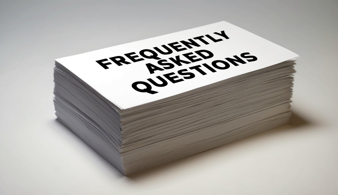 A stack of paper with "Frequently Asked Questions" printed on top