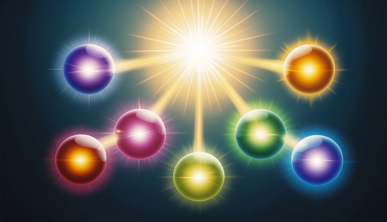 Seven glowing orbs of light descending from above.</p><p>Each one represents a different gift of the Holy Spirit, radiating with divine energy