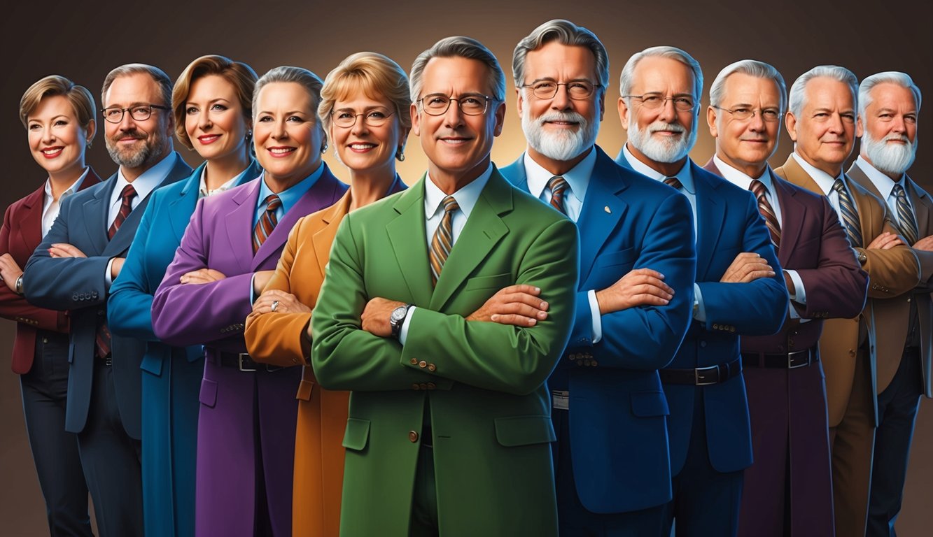 A group of 9 prominent figures standing together, each exuding confidence and strength as they proudly hold onto their Christian beliefs