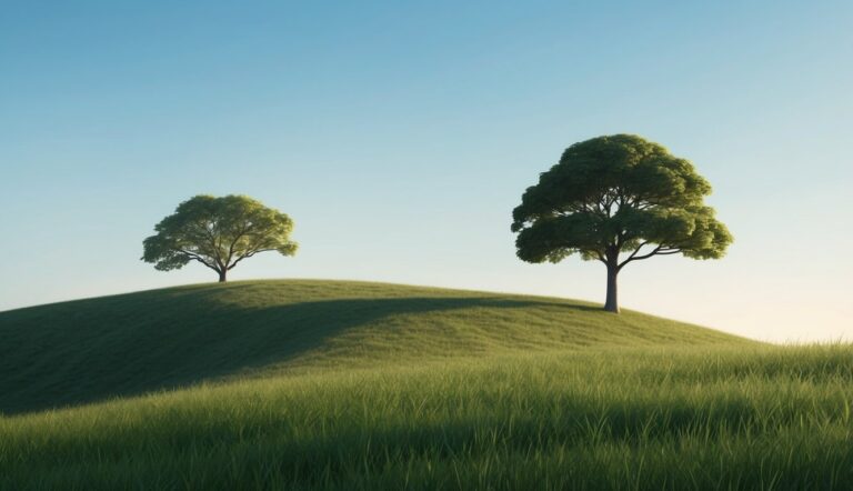Two trees on a grassy hill, reflecting matthew 6:21's message