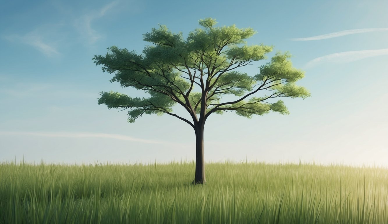 A lone tree stands in a field, its branches reaching out towards the sky.</p><p>A gentle breeze blows through the grass, carrying the promise of a fresh start