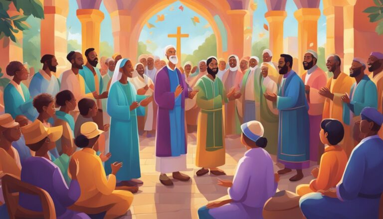 Illustration depicting a gathering, reflecting 'transformative testimonies' theme