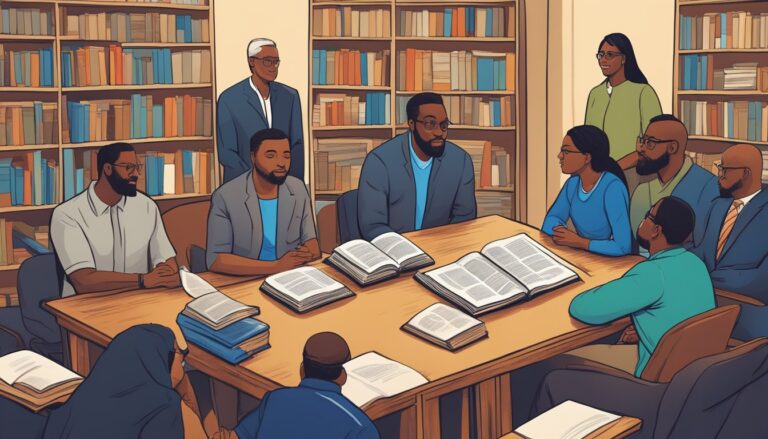 Group discussing books on faith, politics, and social justice in 2024