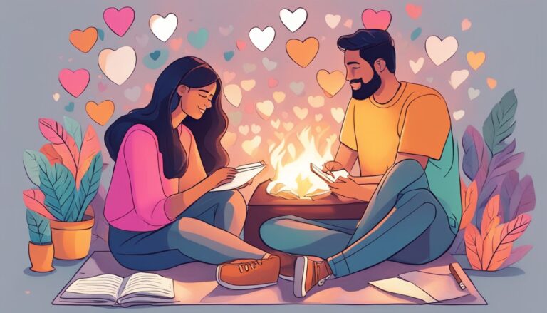 Couple reading by a fire, representing goals for a stronger marriage