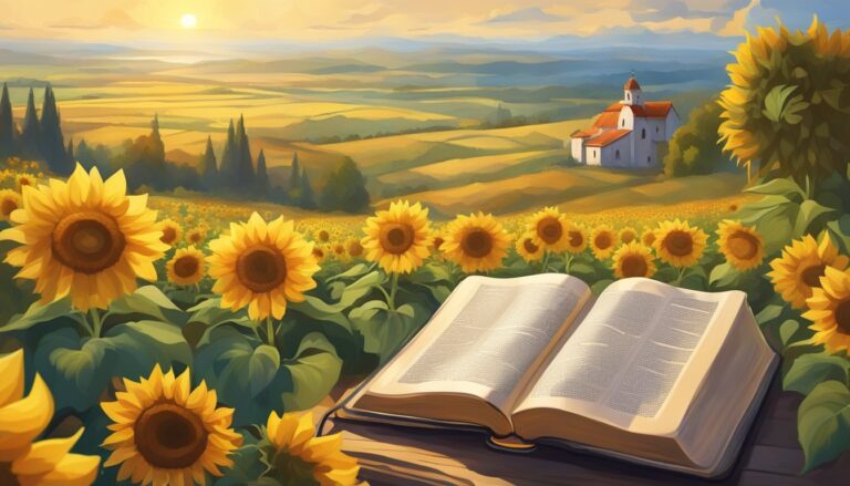 Open bible in a sunflower field, symbolizing hope in ukraine