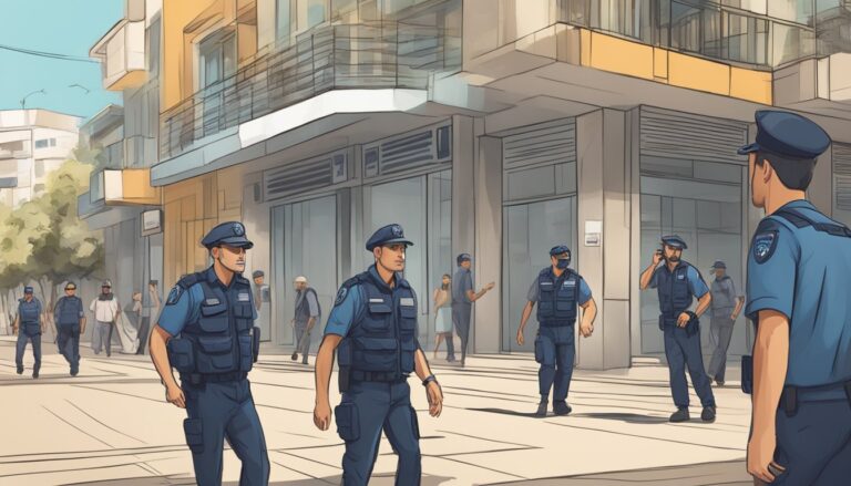 Police officers on a herzliya street, potentially related to the hanukkah tragedy