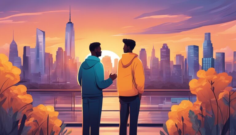 Two men overlooking a cityscape, relevant to "wicked" and social justice