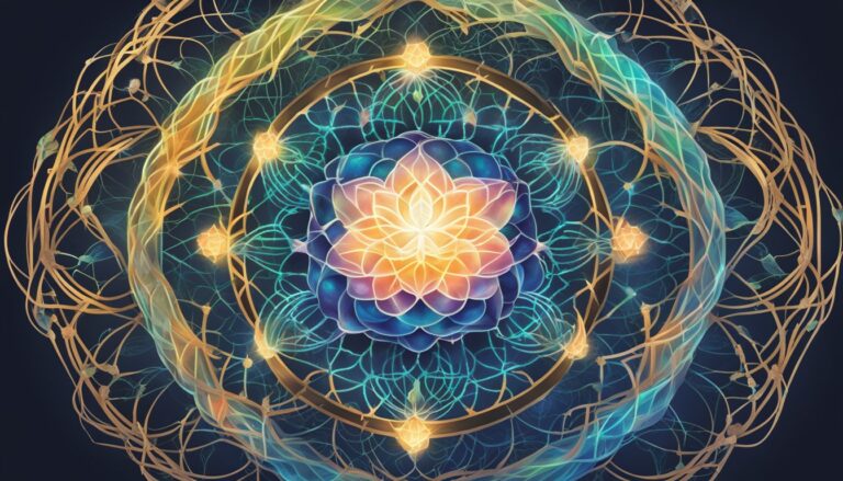 Abstract, glowing mandala, representing science and spirituality for healing