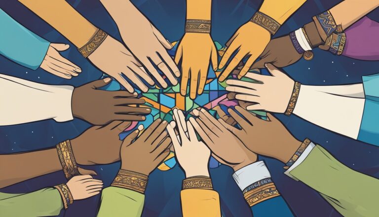 Diverse hands joined, symbolizing alliance against antisemitism, from the page