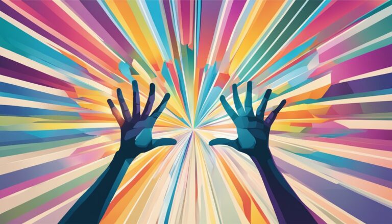 Hands reaching towards colorful rays, related to the freedom from religion foundation