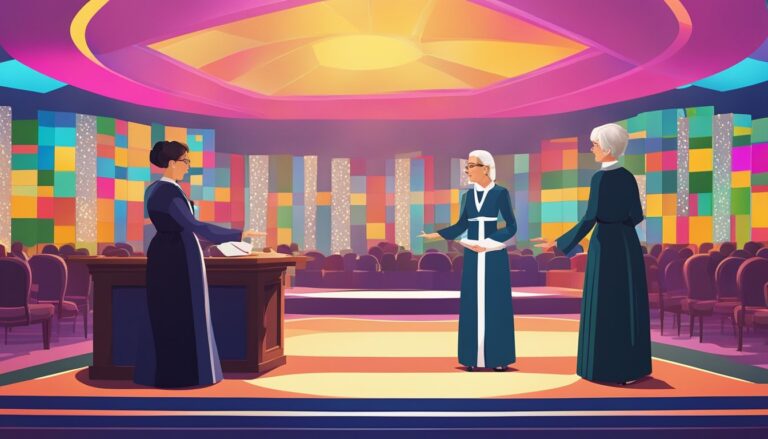 Three women in a colorful room, potentially discussing lisa's relationship from the traitors