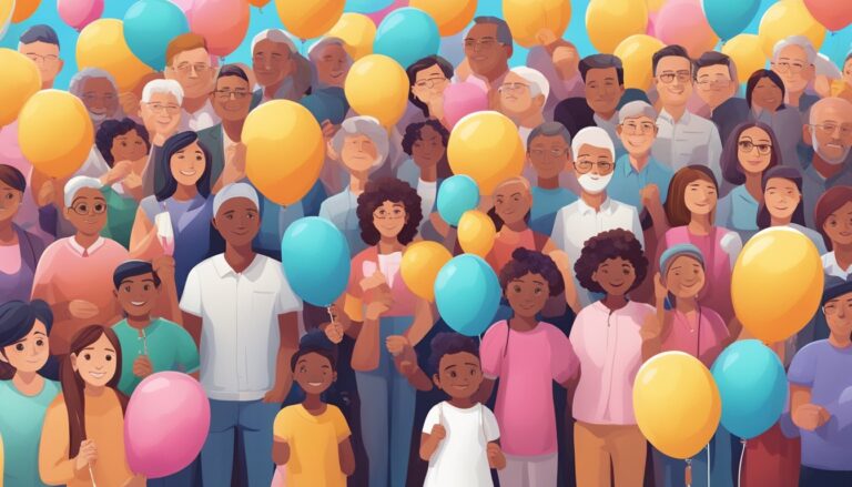 Community members holding balloons, supporting families after wisconsin school shooting