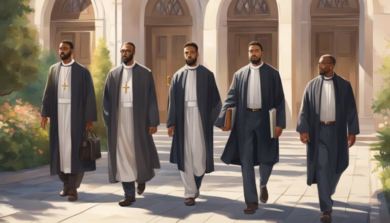 Five black men in clerical attire, related to italian bishops' seminary guidelines
