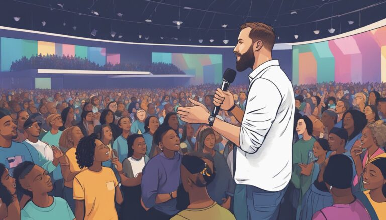 Speaker at passion conference 2025 addressing a large, diverse audience