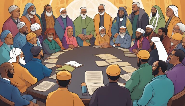 Diverse group at a table, discussing interfaith strategies to combat hate in america