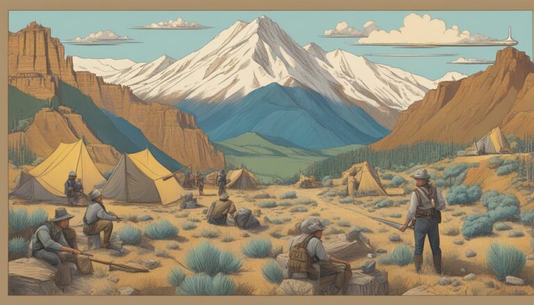 Illustration depicting a western camp scene, potentially related to the utah war