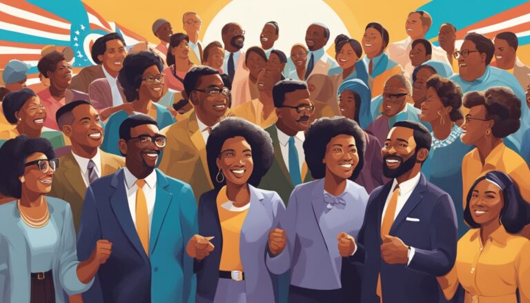 Illustration of diverse people, reflecting on the civil rights movement
