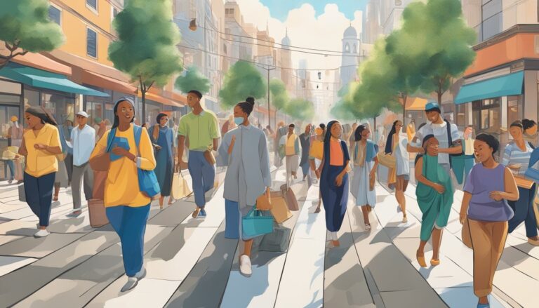Illustration of diverse people walking in a city, relevant to the 'vibe shift' discussion