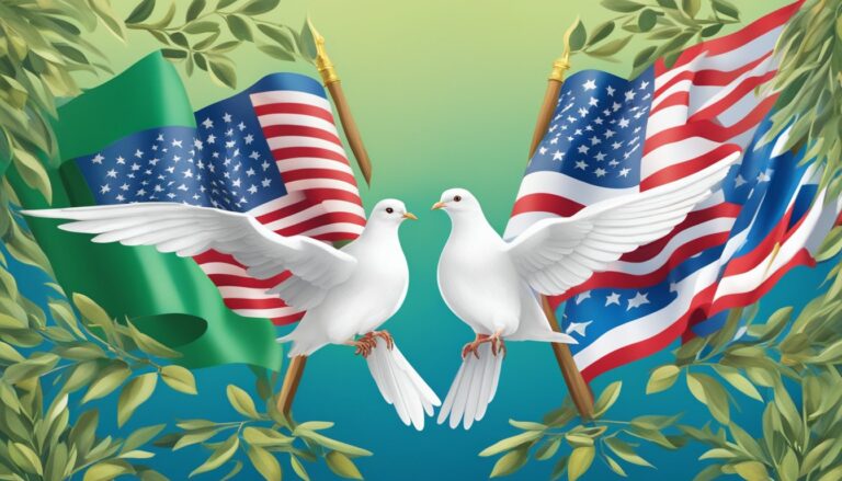 Doves of peace with flags, symbolizing trump's diplomatic approach to iran