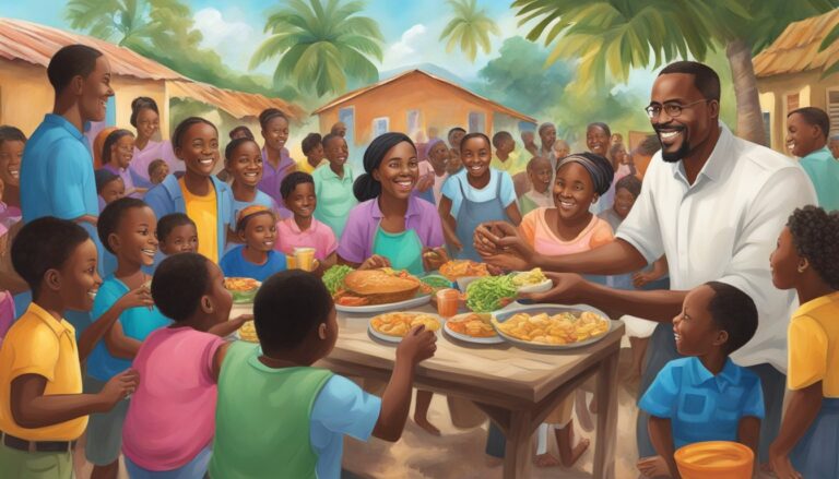 Pastor octavius delfils serving food to a community in haiti, offering hope