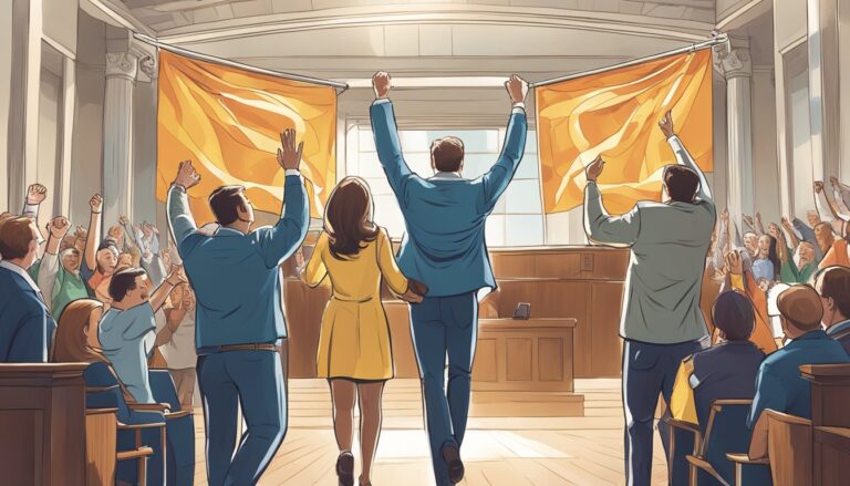 Celebratory scene in courtroom after california drops charges against pro-life advocates