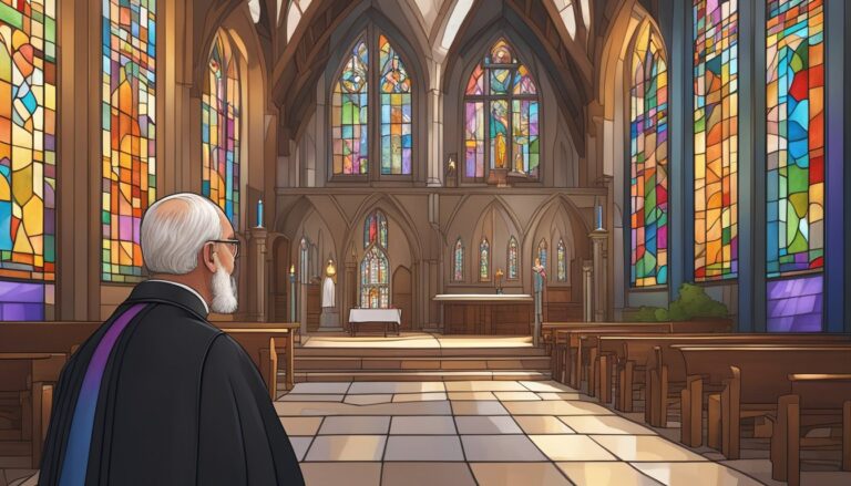 Image of a church interior, possibly for the obituary of timothy tyndall