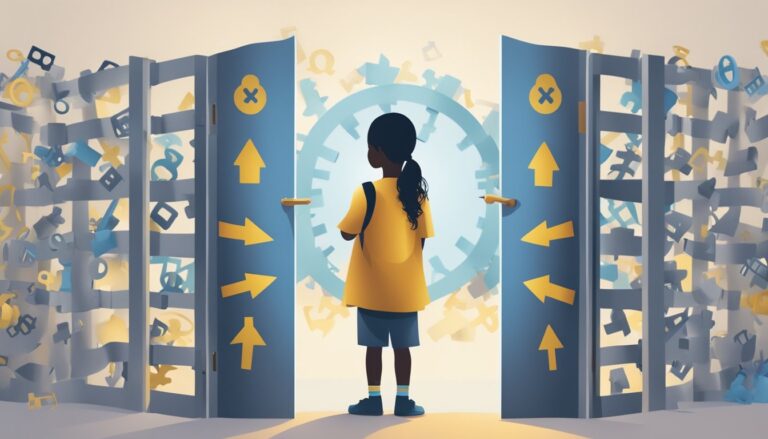 Illustration of a child facing doors, relevant to trump's executive order