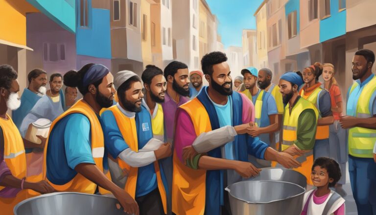 Image of people involved in community service, related to lutheran agencies