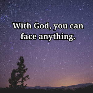 Inspirational quote against a starry night sky, with a tree silhouette